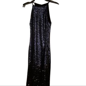 Ralph Lauren Ombré Sequin Blue Sleeveless Gown